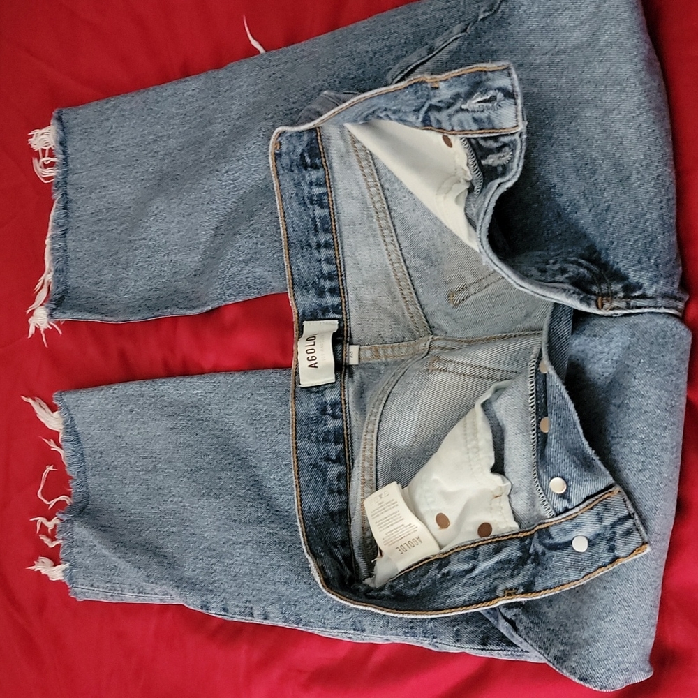 Agolde Distressed/High-Rise Button-Fly Jeans - Picture 6 of 14